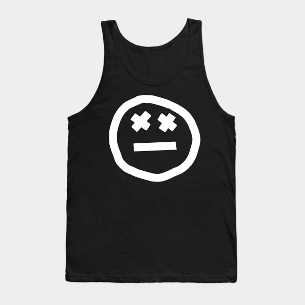 White Line Minimal Round Face X Eyes Tank Top by ellenhenryart